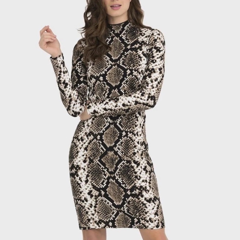 Joseph Ribkoff Long Sleeve Snake Print Dress, Size 4